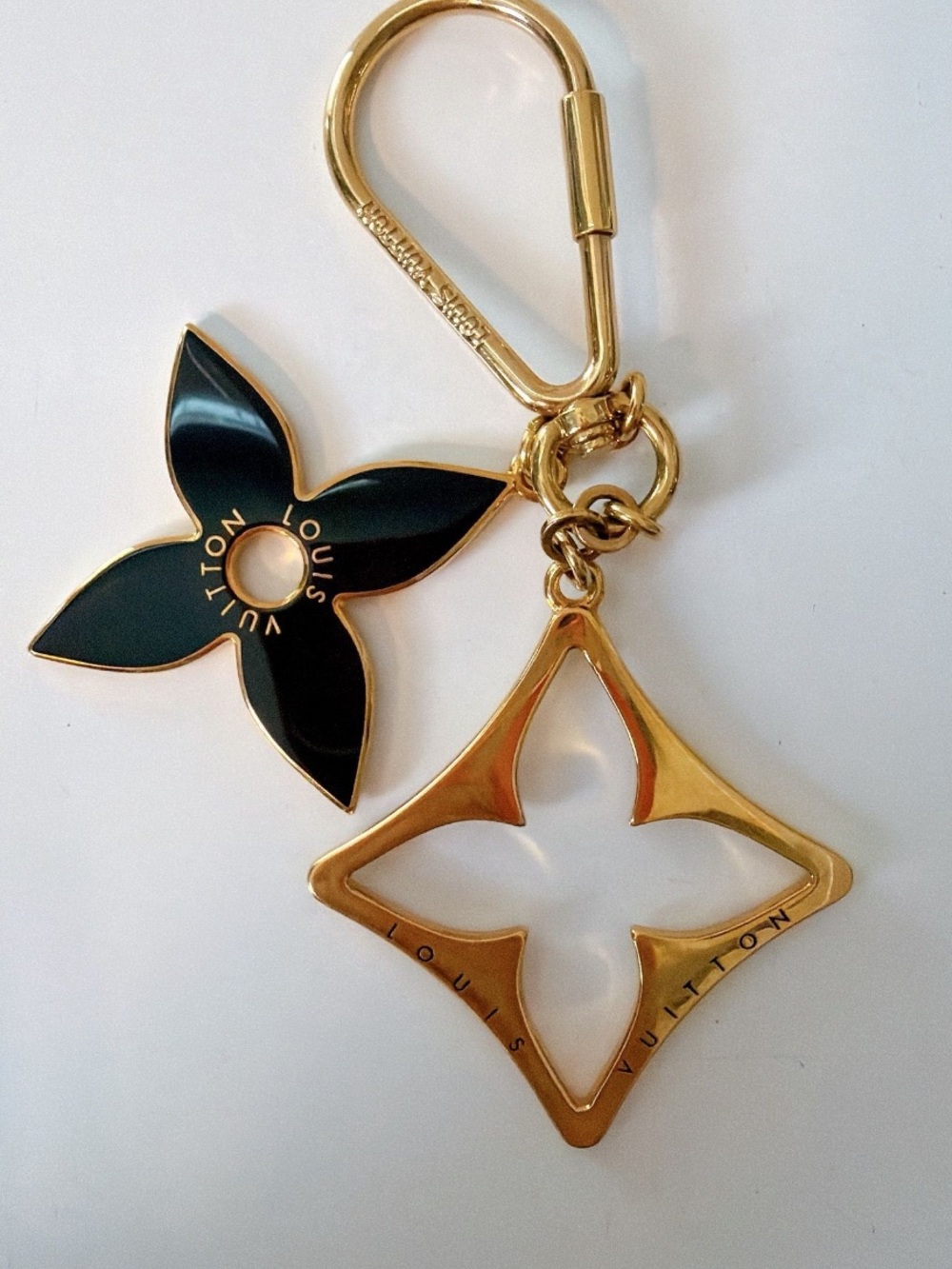 Louis Vuitton Gold and Black Monogram Flower Key Charm